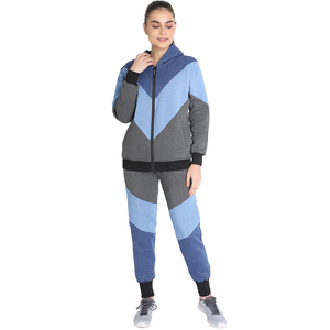 Ensemble deux pièces pour femmes, couleur unie, manches longues, fermeture éclair, col montant, survêtements de sport décontractés - Product Image 1