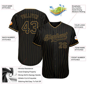 Nueva mejor camiseta de béisbol de alta calidad con diseño de rayas marrones estampado cuello en V peso ligero poliéster hecho camisetas deportivas - Product Image 4