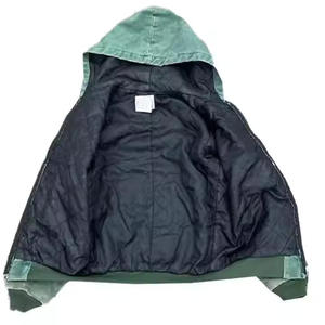 Sweat à capuche personnalisé pour hommes, délavé à l'acide, veste de travail d'inspiration vintage, doublure thermique, motif solide, veste à capuche tendance d'hiver, nouveauté - Product Image 2