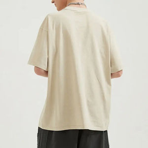 T-shirt pour homme en coton 100% tricoté, coupe ample, style chinois, délavé à l'acide, nouvelle conception 2024, personnalisable, uni, grande taille, épaules tombantes - Product Image 4