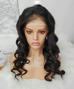 Của phụ nữ HD đầy đủ ren Tóc Giả burmese xoăn sâu sóng màu đen; nguyên Trinh Nữ Nhân 360 ren đóng cửa phía trước máy đôi sợi ngang - Product Image 4