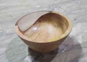 Bol à salade à double paroi en bois d'acacia verni vintage, fait à la main, écologique, résine époxy, bois, Z F Craft Impex - Product Image 4