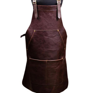 Delantal sin mangas de cuero de cabra genuino marrón Vintage, ropa de trabajo personalizada con múltiples bolsillos para mujeres y hombres, CUERO GENUINO - Product Image 5