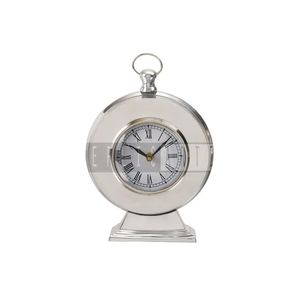 Vintage Silver Finish Table <b>Clock</b> | Classic Roman Numeral Desk Timepiece | Decorative Luxury Home Office Accent Decor Piece - Product Image 4