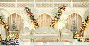 Marcos de Fondo de Madera Estilo Mughal para Escenario de Boda, Tema de Palacio Indio Rajasthani, Venta de Fábrica de Marcos de Fondo de Madera, EE. UU. - Product Image 2