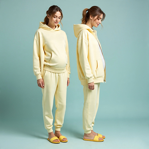 Chándal de maternidad transpirable informal para mujer, Jersey de invierno con capucha y pantalones de chándal con cuello con capucha para mujeres embarazadas - Product Image 6