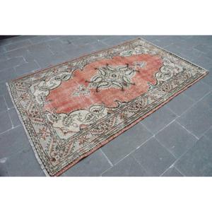 Grand tapis turc 5x8,3 pieds, tapis oriental rouge beige en laine - Product Image 3
