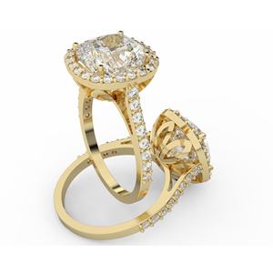 Anillo de Diamantes Premium de 4.00 Quilates, Corte Cojín, Color e Integridad SI IJ, en Oro Rosa/Amarillo/Blanco de 14K, Colección UBSL2 - Product Image 3