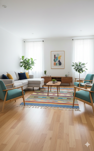 Alfombra de Algodón Floral Moderna Tejida a Mano Personalizable - Lavable a Máquina con Reverso Reversible para el Hogar, Ejercicio, Viajes y Picnic - Product Image 2