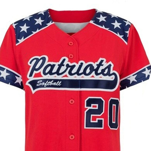 Ensemble uniforme de softball pour femmes Patriots, imprimé drapeau rouge, bleu et blanc, col en V, boutonné, manches courtes, pantalon ajusté - Product Image 4