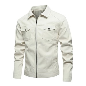 Chaqueta de cuero para hombre para motorista desgastada piel de cordero genuina Material de alta calidad Parka chaqueta hombres - Product Image 3