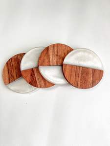 Posavasos de resina epoxi de madera en blanco modernos personalizados de alta calidad, juego de posavasos cuadrados de Acacia a granel, posavasos decorativos de barra de piedra para bebidas - Product Image 5