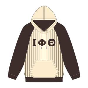 Iota Phi Theta Corps Neutre Marron Raglan Pinstripes Pull À Capuche Grec Fraternité Vêtements Personnalisé Divine Nine HBCU Vêtements - Product Image 2