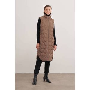 Women's Casual <b>Quilted</b> Vest with Zipper and Button Closure - Product Image 1
