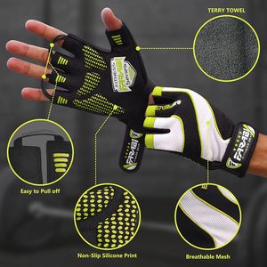 Guantes Farabi Transpirables de Medio Dedo para Levantamiento de Pesas, Antideslizantes, de Cuero PU, que Absorben la Humedad, para Entrenamiento, Gimnasio, Deportes, Ciclismo - Product Image 2