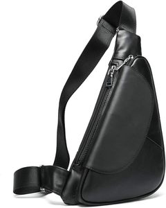 Sac à dos de poitrine triangulaire personnalisé pour homme, sac à bandoulière en cuir PU, sacoche de course à une sangle, vente en gros OEM ODM - Product Image 1