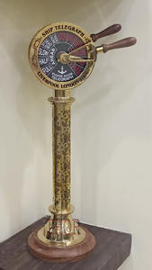 Latón vintage 24 "Telégrafo Navy Ship Engine Room Acabado de latón con base de madera - Product Image 2