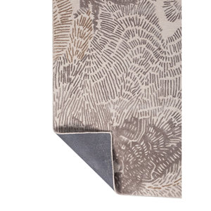 Tapis rectangulaire en laine et viscose tufté à la main, motif rayures abstraites, couleur ivoire, pour salon, chambre, couloir - TR-15257 - Product Image 5