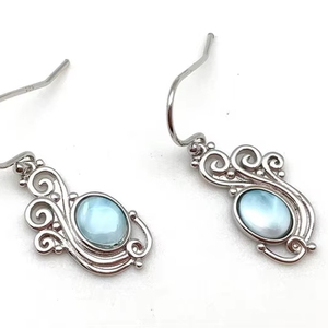 Larimar Gemstone Drop <b>Earrings</b> Gold Plated Sterling <b>Silver</b> Boho Style Women's Trendy Handmade Gift - Product Image 2