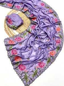 Sari indien traditionnel en tussar pur chocolat avec broderie florale, fabricant de mode féminine de Surat au prix le plus bas - Product Image 2