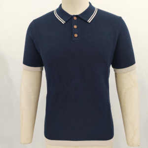 Polo en maille pour homme de haute qualité, 100 % coton, boutons, couleurs contrastées, vente en gros - Product Image 1