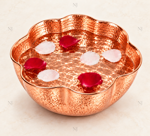 Bassin de pédicure NJ en cuivre martelé, forme lotus festonnée, avec fonction de massage par pétrissage, sans tuyauterie, pour salon - Product Image 3