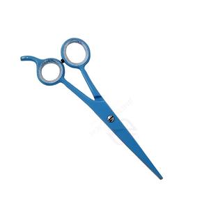 Ciseaux de coiffure pour barbier en acier inoxydable allemand, pour droitiers |   Conception à pointe émoussée |   Lame droite bleue de précision haute qualité - Product Image 2