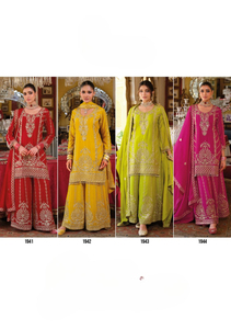 Chinon seda pesado bordado tradicional paquistaní mujeres Sharara traje de secado rápido para todas las ocasiones Salwar Kameez ropa de boda - Product Image 5