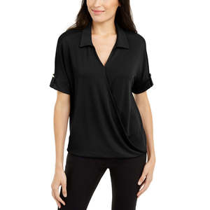 Cardigan da Donna Alfani Casual Nero con Colletto in Maglia, Taglie Petite e Medium, Traspirante con Decorazione a Bottoni per Primavera e Autunno - Product Image 1