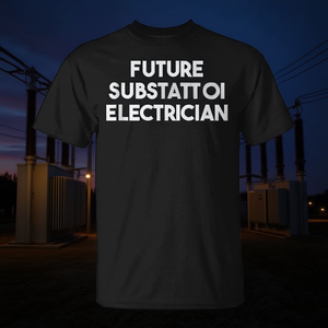 T-shirt da elettricista per la futura sottostazione, nera, per adulti, unisex - Product Image 3