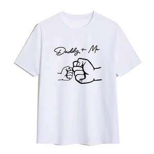 Nouveau surdimensionné hommes lourds t-shirt poing bosse papa et moi lettre graphique t-shirts imprimer col rond coton hommes T-shirts - Product Image 1