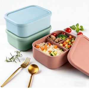 Lonchera Cuadrada de Silicona, Apta para Microondas y Mantiene la Comida Caliente, Diseño de Tres Compartimentos para Trabajadores de Oficina y Estudiantes, Sin Aceite/Grasa - Product Image 5