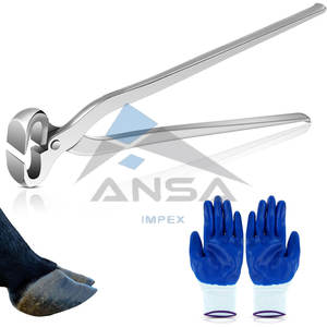 Pince à sabots de 16 pouces en acier inoxydable Kit d'outils de maréchal-ferrant coupe-sabots robustes avec gants de protection pour cheval chèvre mouton - Product Image 1