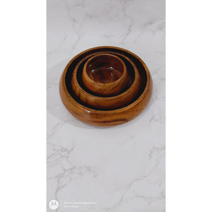 Lot de 3 bols à soupe ronds en bois marron de différentes tailles, idéaux pour la table et la salle à manger, accessoires de service - Product Image 2