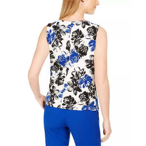 Top Plissettato Traspirante con Stampa Floreale da Donna Calvin Klein, Bianco, Taglia X-Large - Product Image 2