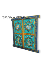 Hoge Hand Gesneden Houten Raamkozijn Traditionele Miniatuur Geschilderde Indiase Haveli Raam Beeldhouwen Interieur Muur Decor Kerst