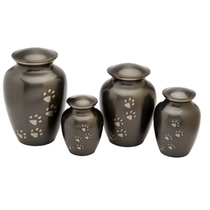 Urna de cremación para mascotas Premium de estilo americano clásico Latón metálico con patrón de pata pura Urna funeraria negra para cenizas - Product Image 6