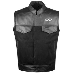 OEM OTM เสื้อกั๊กหนังวัวสำหรับผู้ชาย, เสื้อกั๊กแขนกุดมีการปิดแบบสแนปและมีกระเป๋าด้านใน - Product Image 1