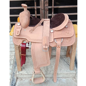 Silla de Montar de Cuero Natural y Marrón de Alta Calidad, Estilo Western, para Caballos de Rancho - Product Image 2