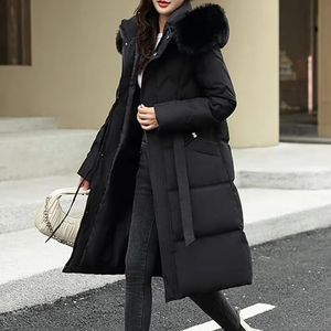 Chaqueta acolchada personalizada de alta calidad hasta la rodilla para mujer a la venta/Chaqueta acolchada larga de tela de poliéster 100% para mujer comodidad - Product Image 5