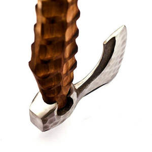 Hacha Vikinga Hecha a Mano de Acero con Alto Contenido de Carbono, Mango de Madera Natural, Funda de Cuero, Hacha Multiusos para Camping - Product Image 3