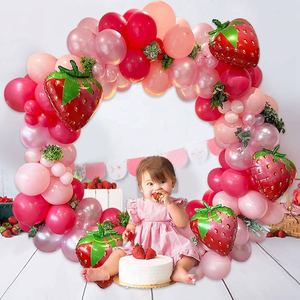 Kit de arco de guirnalda de globos de <span class=keywords><strong>fresa</strong></span>, decoración de fiesta de primer cumpleaños de bayas, decoración de revelación de género, decoración de fondo de fiesta temática de frutas - Product Image 4