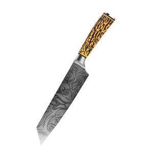 Vente en gros personnalisé OEM ODM PRESTIGE LAMES 5 PCS Couteau de chef Set Laser Rose Motif Cuisine Damas Acier Ambidextre Sharp - Product Image 3