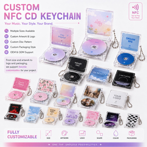 Porte-clés mini <span class=keywords><strong>CD</strong></span> NFC transparent en acrylique avec logo personnalisé, compatible avec les puces NTAG213 / 215 / 216 / 1K - Product Image 2