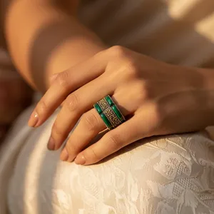 Art Palace Vintage Geometric 925 Silver <b>Jade</b> Cocktail <b>Ring</b> Bezel Setting Unisex Everyday Wear From Rajasthan for All - Product Image 2