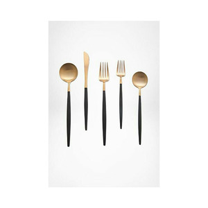 Juego de cubiertos con diseño martillado chapado en oro rosa, mango de cuello retorcido, juego de cuchara y tenedor de cuchillo de acero inoxidable más vendido - Product Image 2