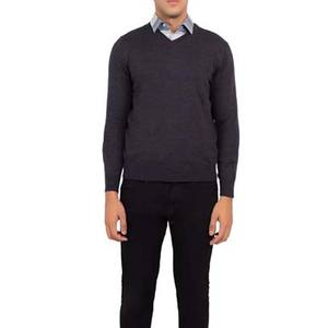 Factory Custom Male V Neck Knitted Sweater Jumper Pullover Plain Blank Solid Color Breathable Cotton <b>Long</b> Sleeve <b>Men</b> Sweaters - Product Image 6