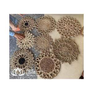 Sets de table en feuilles de jonc de mer de taille moyenne +84931096022/ Tapis en paille personnalisé pour la décoration intérieure, meubles, lotus bleu - Product Image 4