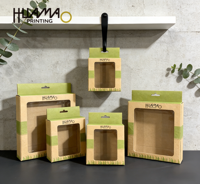 Dossiers en kraft brun personnalisés, écologiques, recyclables, emballage pour smartphone avec câble USB 3-en-1, fenêtre transparente, design pliable