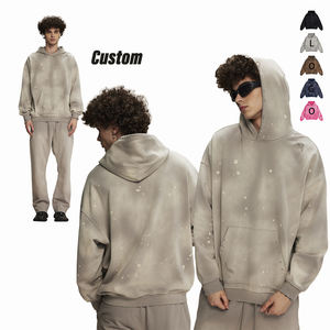 Suéter en blanco sudaderas con capucha para hombre Logotipo personalizado Algodón French Terry Vintage Acid Wash Sudadera con capucha Desgastada Venta al por mayor Moda DDP Envío - Product Image 2